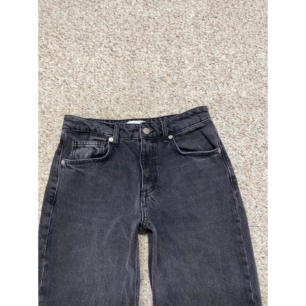Zara High Rise Wide Straight Leg Jeans Washed Black Relaxed Fit Size 27 - Picture 4 of 9